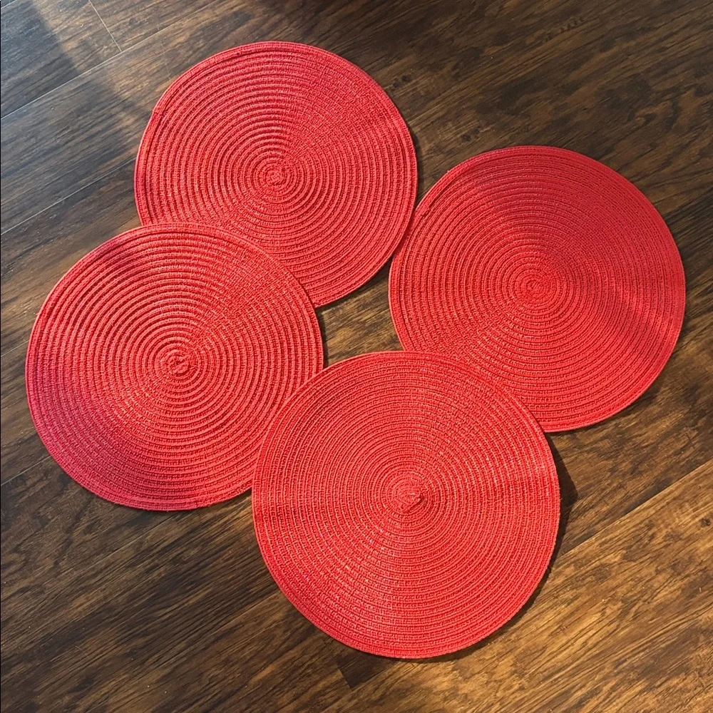 Round Red Woven Placemats (4) - Picture 2 of 2